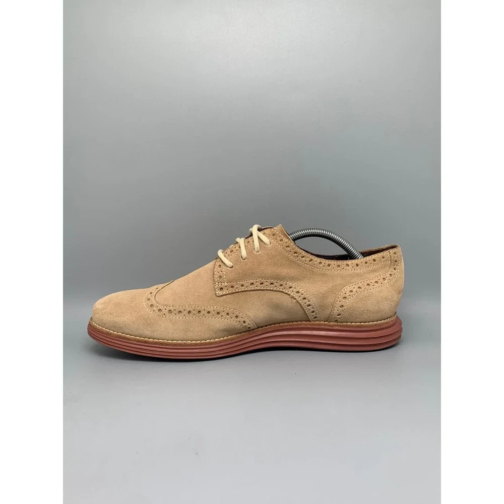 Cole Haan LunarGrand Tan Suede Wingtip Oxford Shoes C10228 Men's Sz 10.5